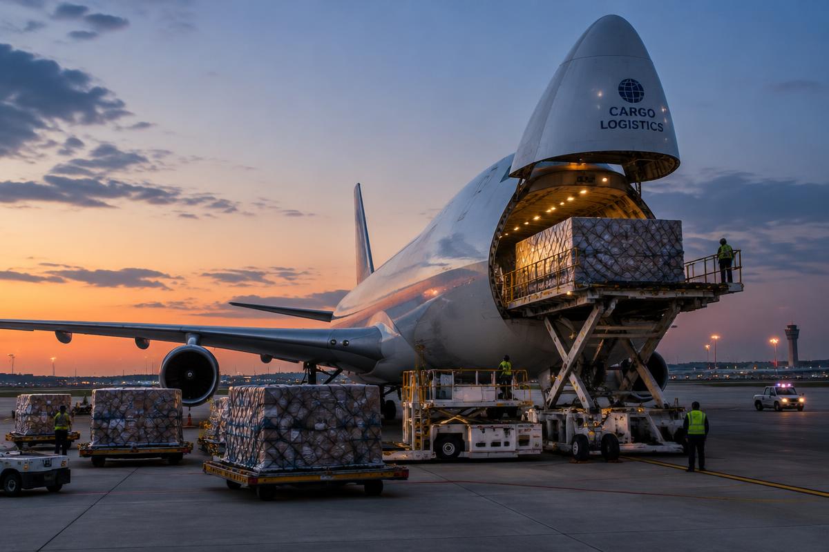 Avião de carga a ser carregado
